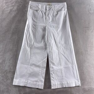L'AGENCE Houston Cropped Jeans Womens Size 31x26‎ White Wide Leg Denim Chic